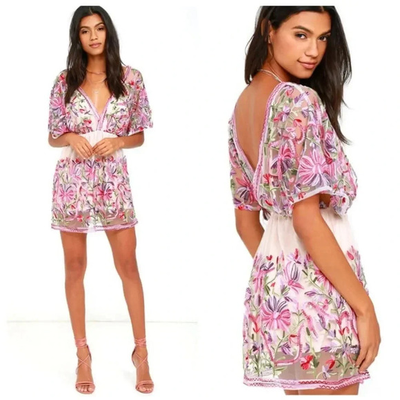 RAGA Dresses & Skirts - Raga In the Fields Purple Embroidered Dress Size Medium NWT New
